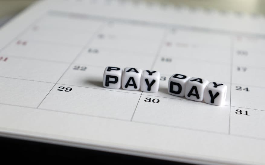 Payday on a calendar